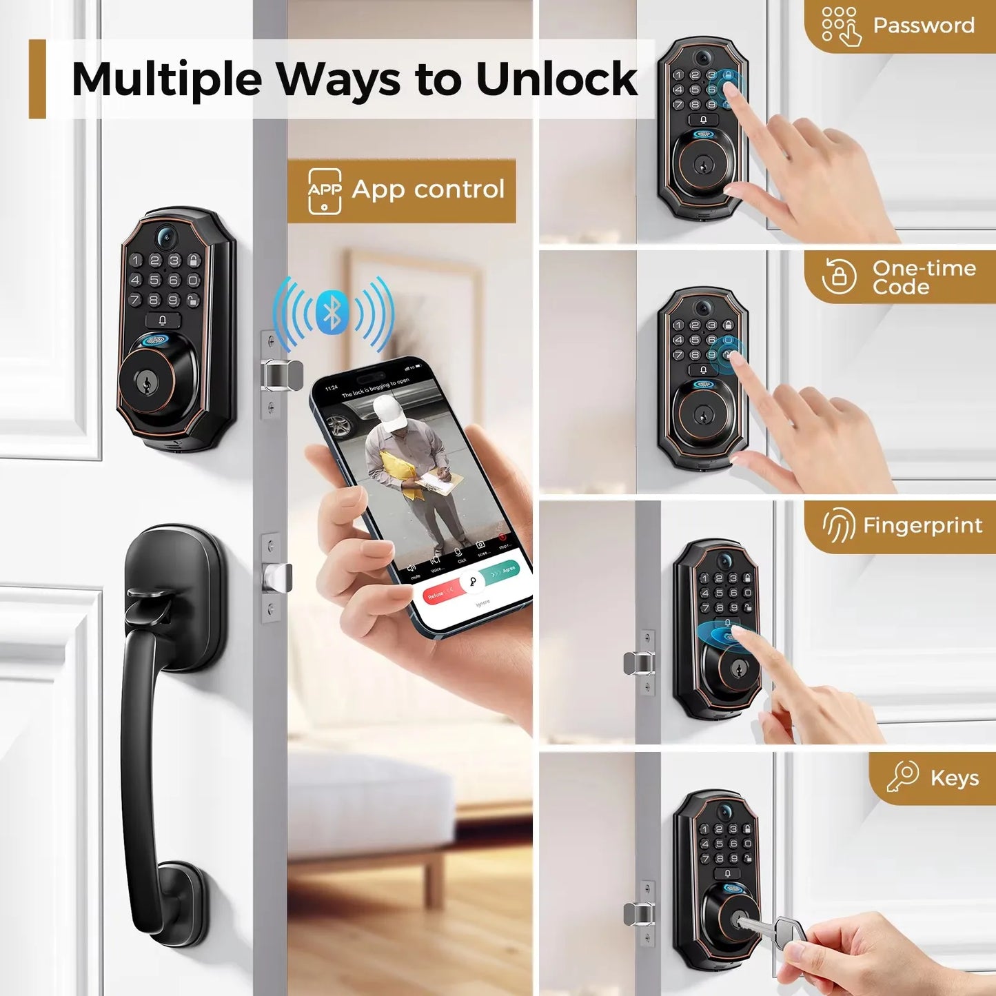 ARPHA D289H Smart WiFi Fingerprint Door Lock With Camera