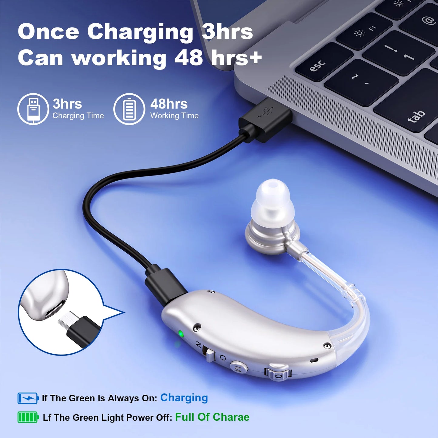 K&FCOPTEE Pair Volume-Adjustable Rechargeable Hearing Aids