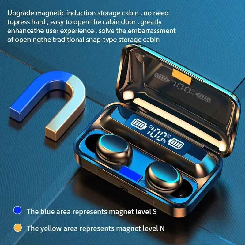 Damore F9 LED Display Earphones Bluetooth 5.0 Noise Cancellation