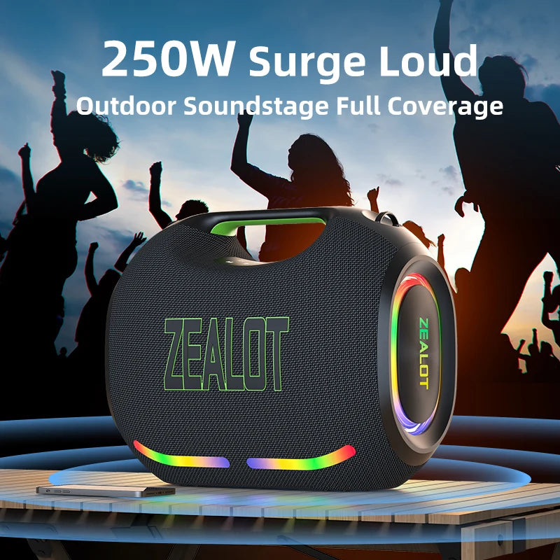 Zealot ZE21 250W Wireless Speaker Outdoor 48000mAh Battery RGB Lighting