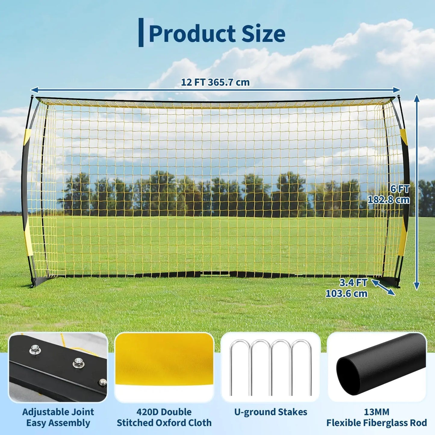 HiMISS Heavy Duty Foldable Soccer Goal With Metal Frame Bag