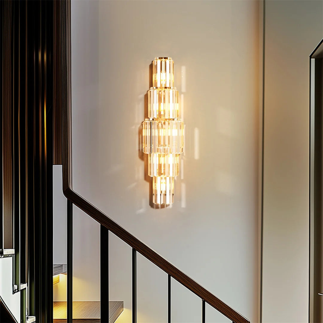 Crystal Wall Lamp 3 Layer Sconce With E14 LED Bulbs
