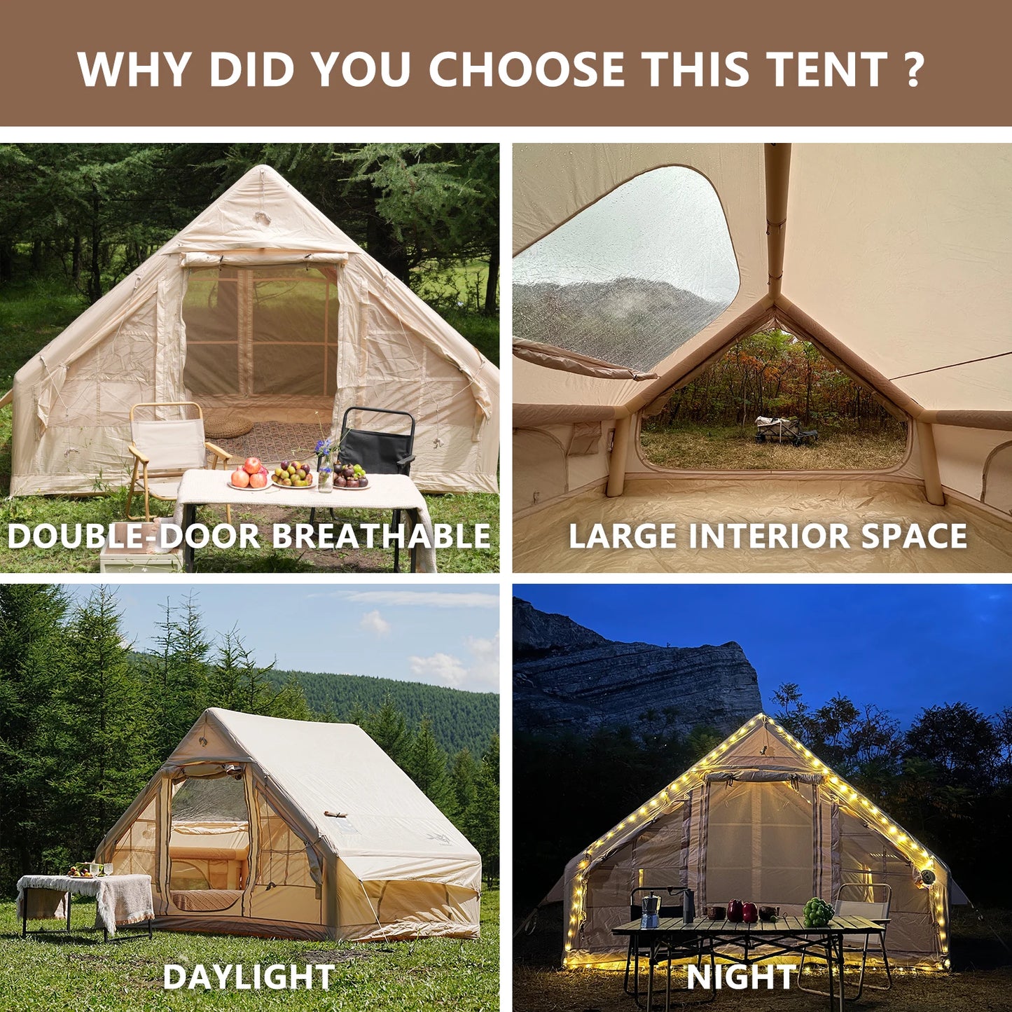Pakicetus Inflatable Tent With Skylight For Family Outdoor