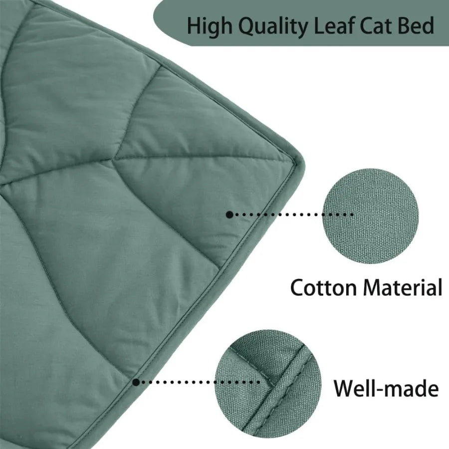 Leaf Shaped Cotton Cat Bed Pad and Warming Mat Cozy