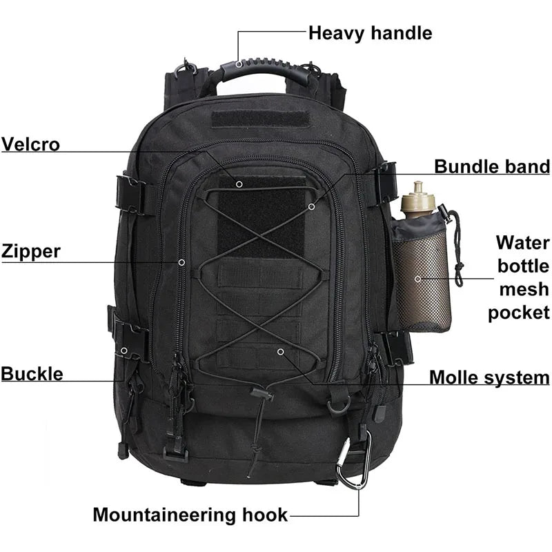 LQARMY Military Tactical Backpack Molle Rucksack for Outdoors