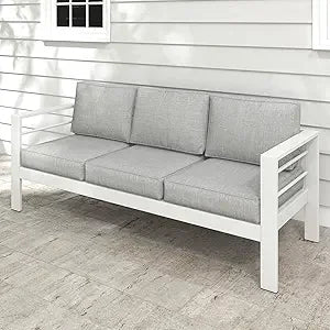Outdoor Aluminum Patio Sofa 3-Seater All-Weather Couch