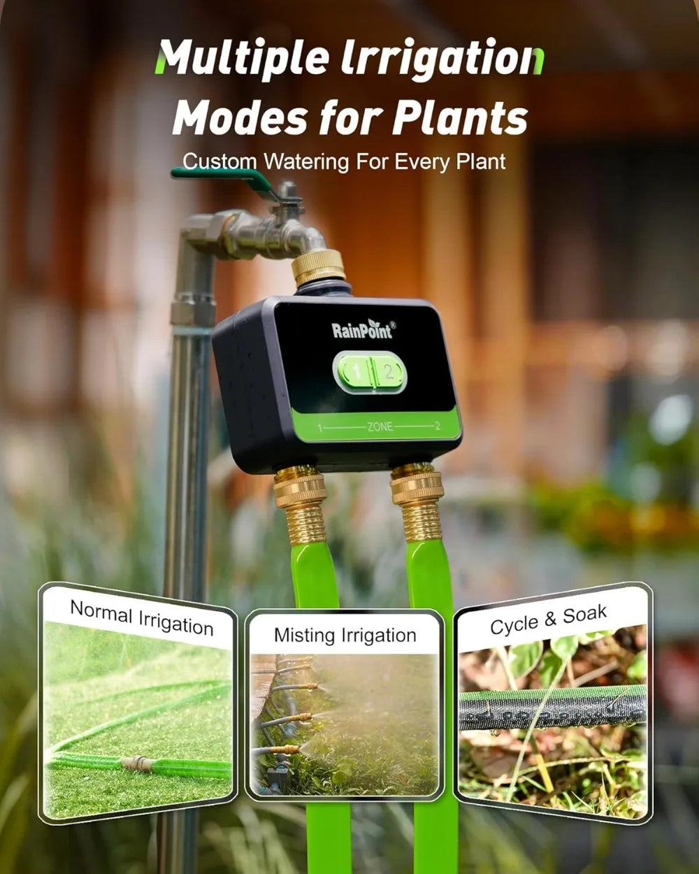Two Zone WiFi Hose Timer With Brass Inlet Outlet Controller