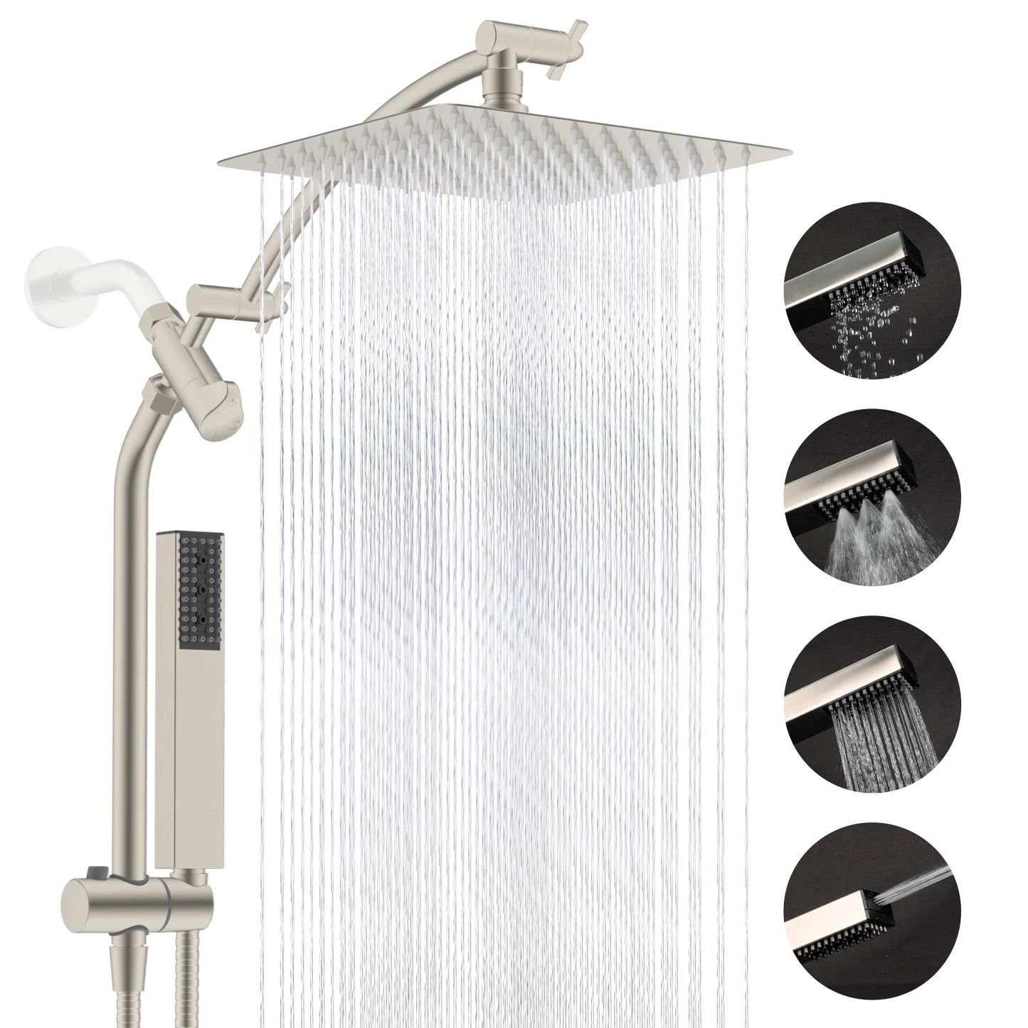 Hibbent Dual Shower Head Combo With Adjustable Slide Bar