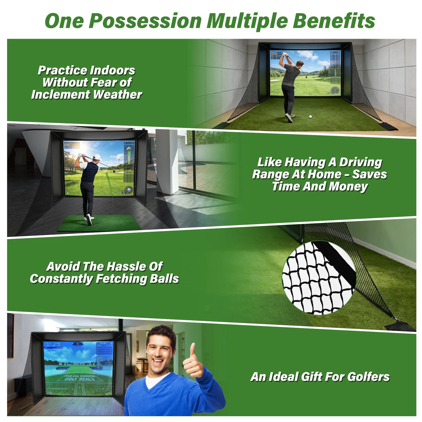 Golf Simulator Net With HD Screen And Heavy Duty Frame