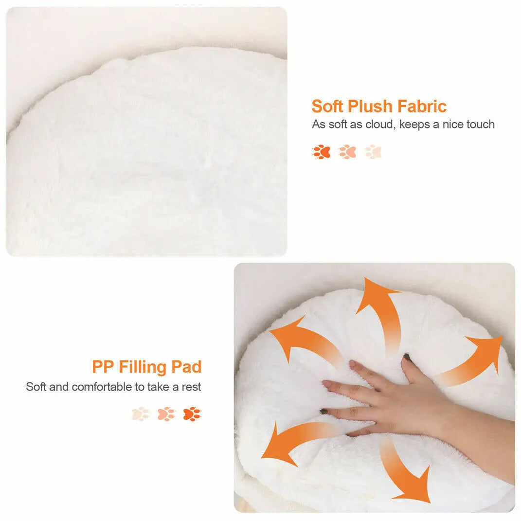 NONECN Luxury Soft Cat Bed With Plush Fabric Cushion Pad