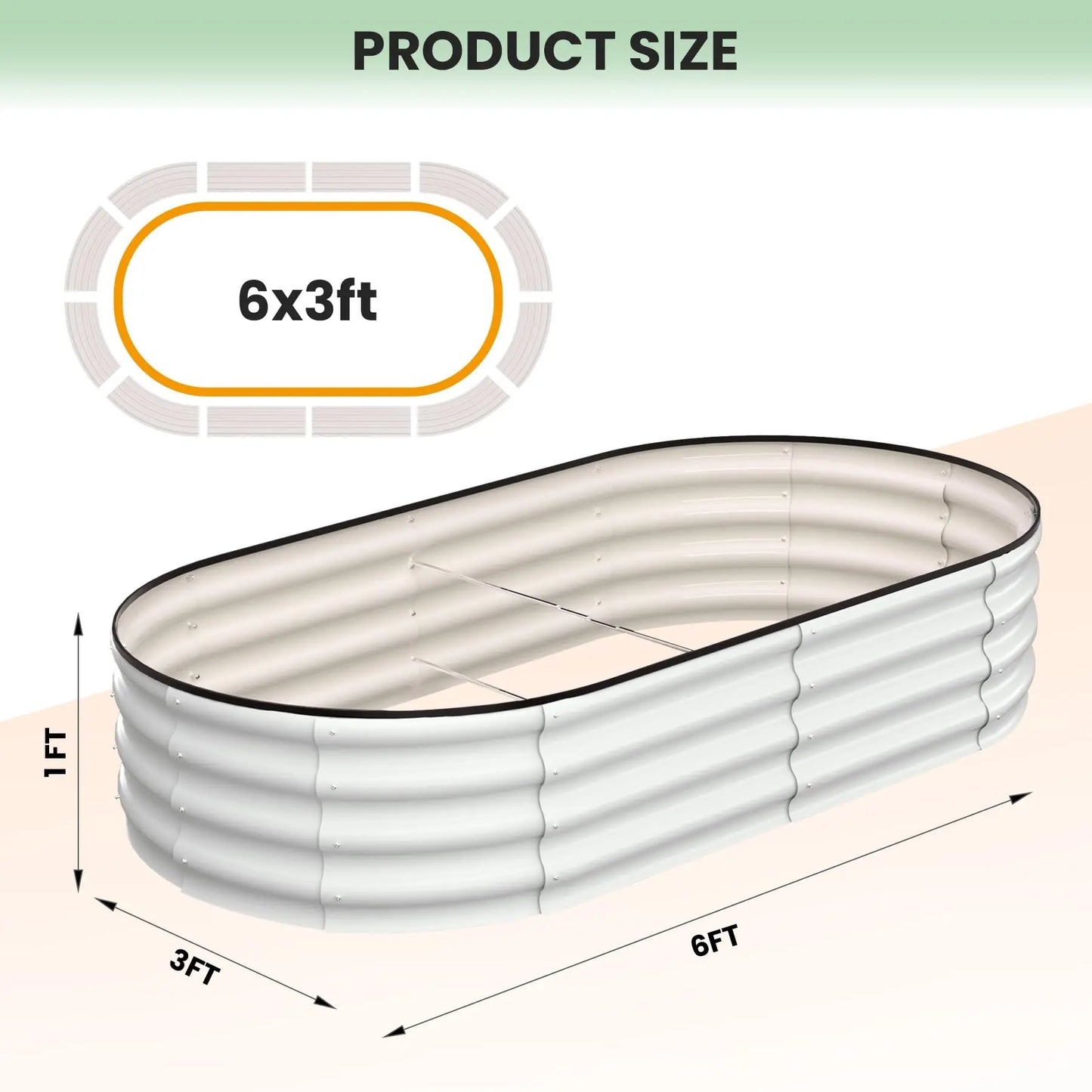 HiMISS Oval Galvanized Steel Raised Garden Bed Safety Edge 2-Pack Planter
