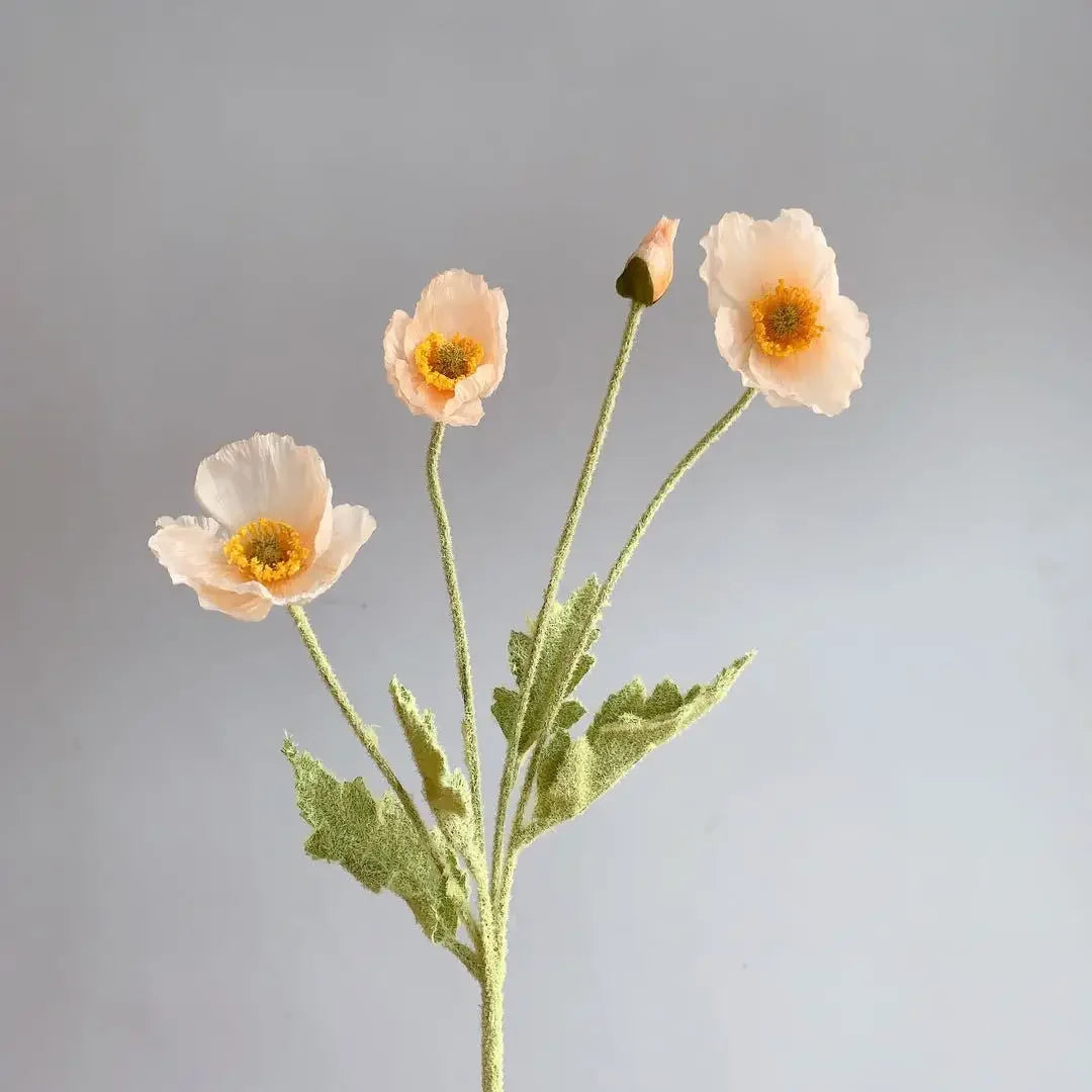 Artificial Poppy Flowers Bouquet Four-Head for Home Decor