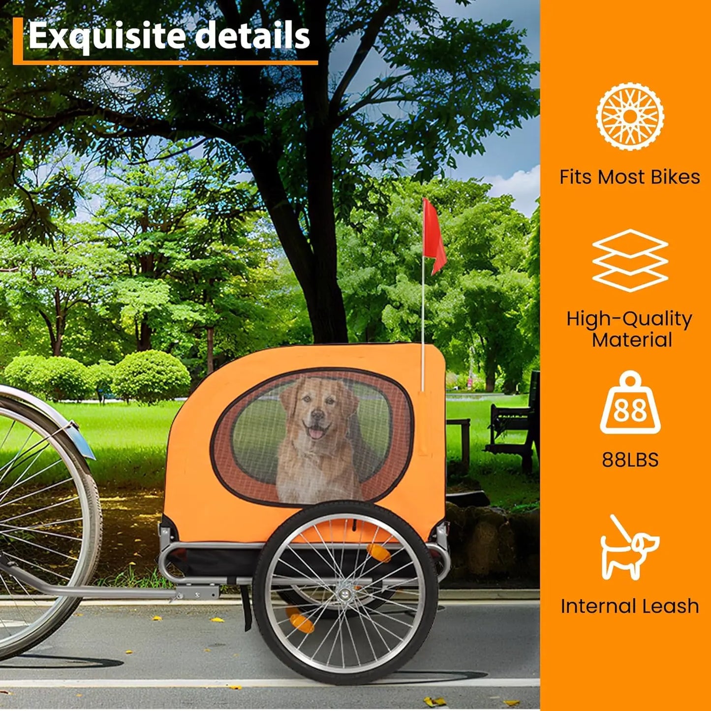 TWISTER.CK Foldable Dog Bike Trailer With Oxford Fabric Carrier