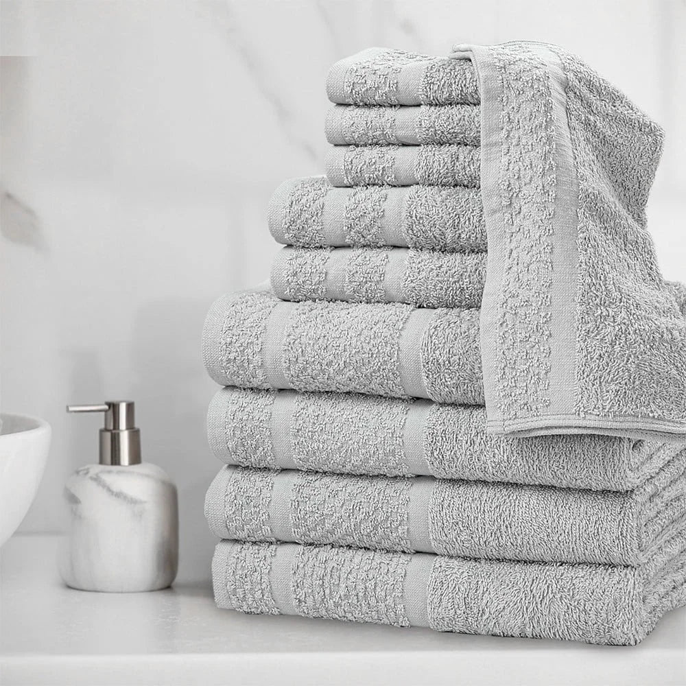 10 Piece Cotton Towel Set Quick Dry Bath Towels Washcloths