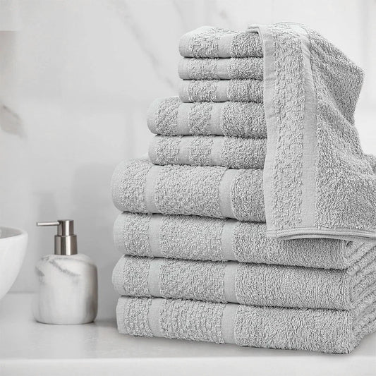 10 Piece Cotton Towel Set Quick Dry Bath Towels Washcloths
