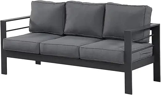 Outdoor Aluminum Patio Sofa 3-Seater All-Weather Couch