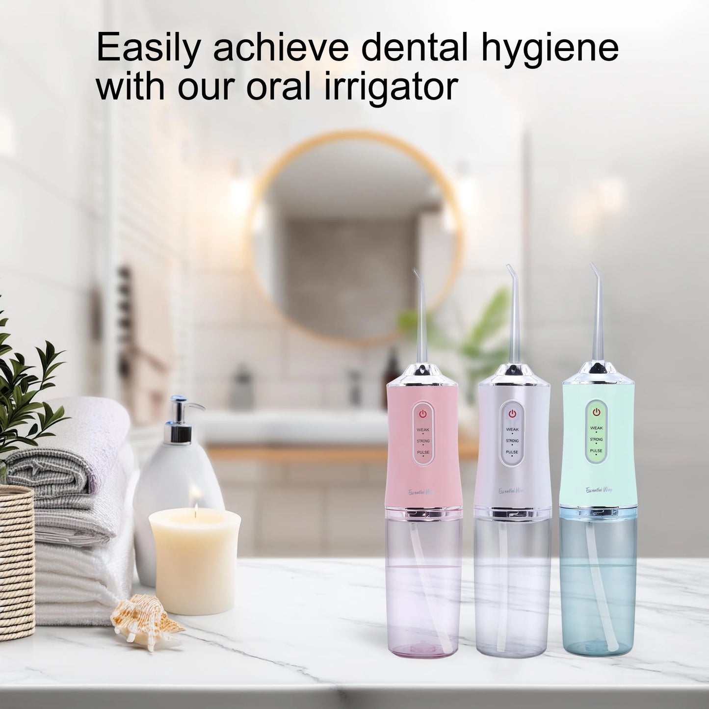 Portable Oral Irrigator Water Flosser USB Rechargeable Four Jet Tips