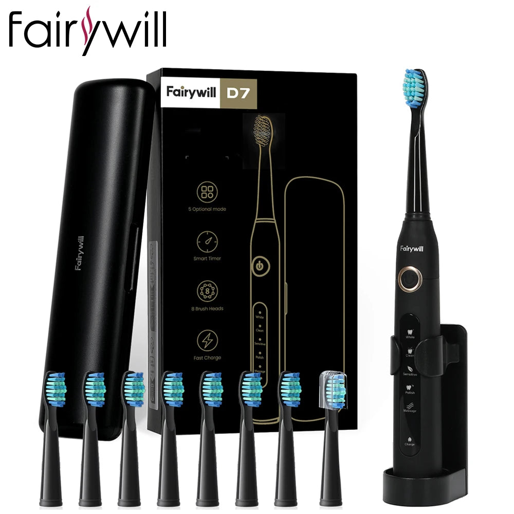 Fairywill FW-D7 Electric Sonic Toothbrush USB Rechargeable