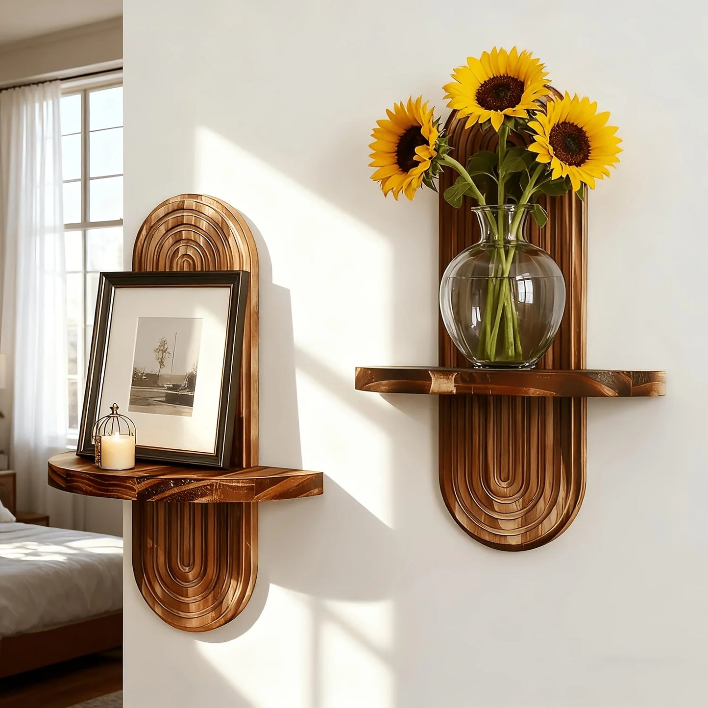 Taylor Brown Boho Plant Wall Shelf Mid Century Decor