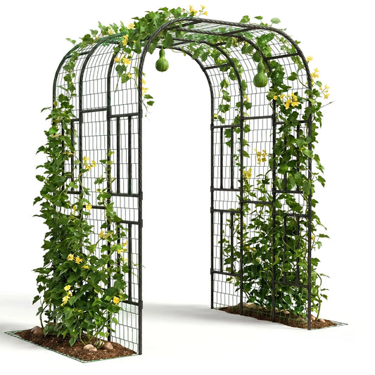 DishyKooker Garden Arch Trellis PE-Coated Steel Plant Arbor
