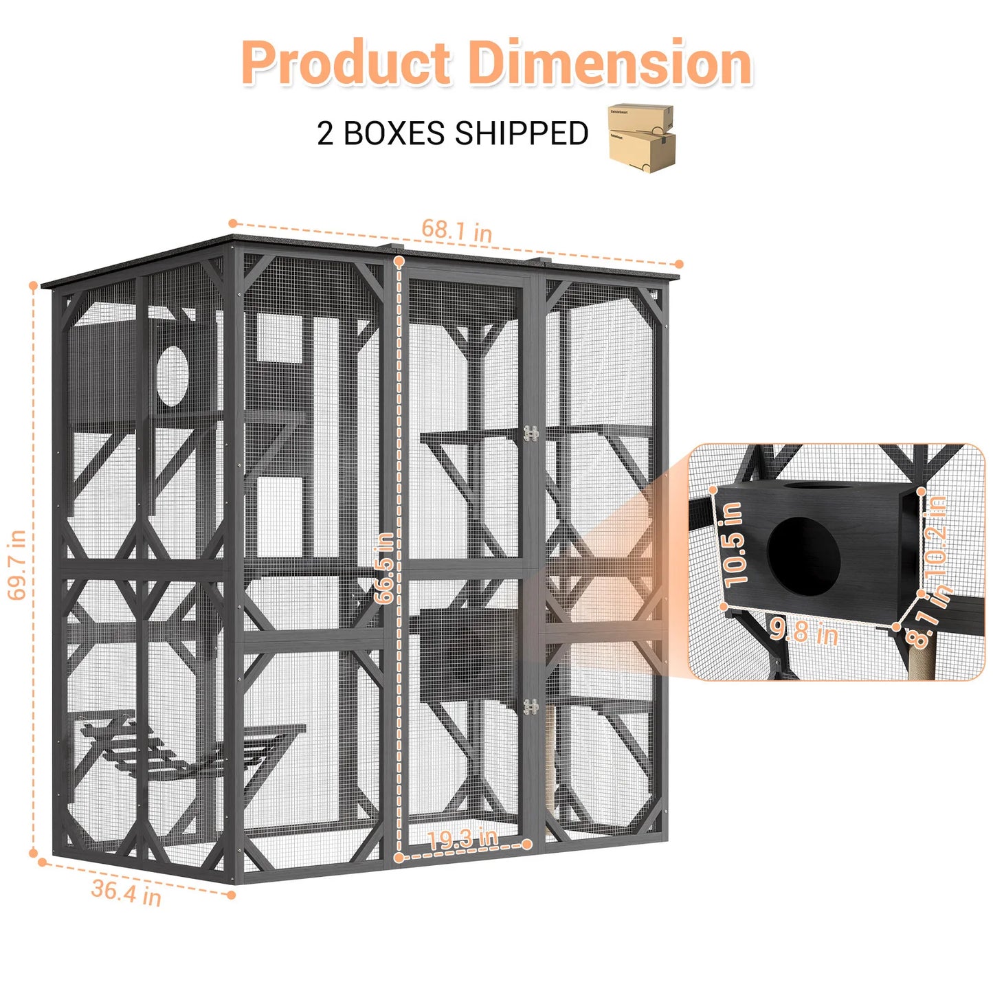 HiMISS Extra Large Outdoor Wooden Catio Walk In Enclosure