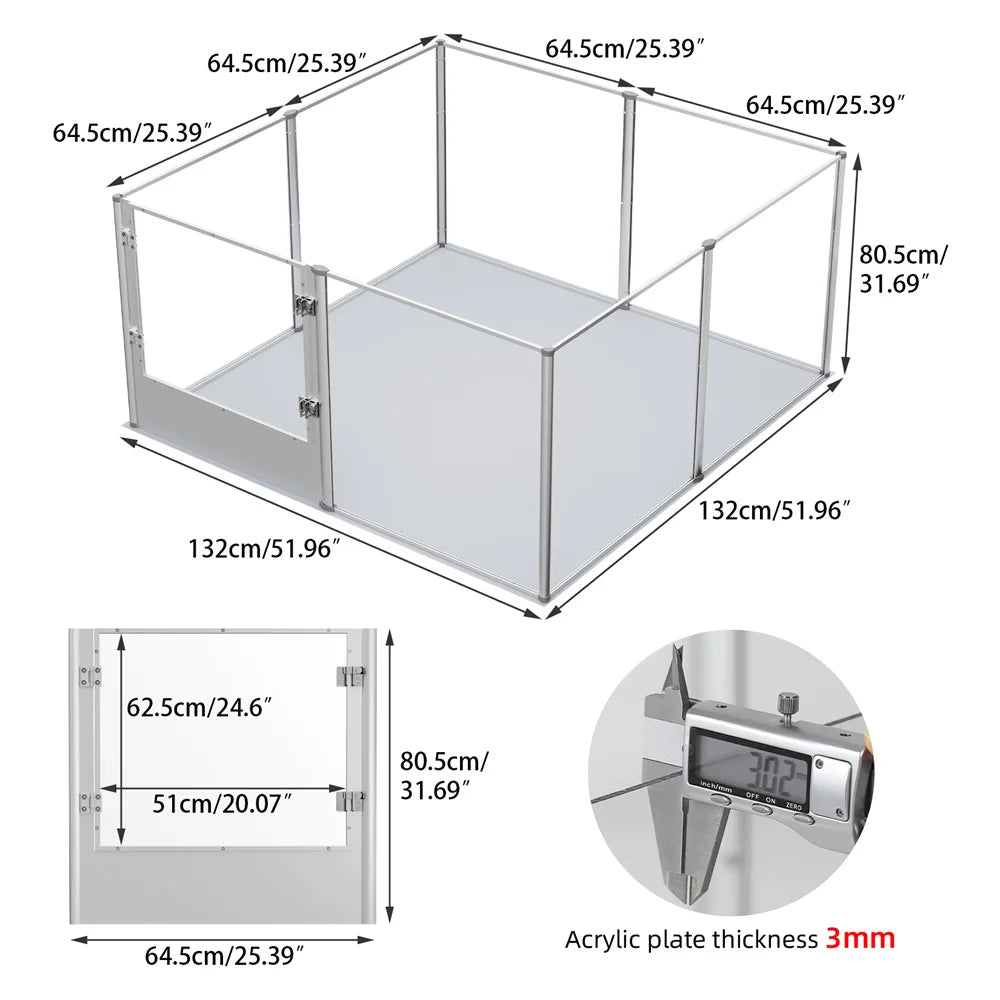 BORWART Transparent Acrylic Dog Playpen Whelping Pen With Waterproof Pad