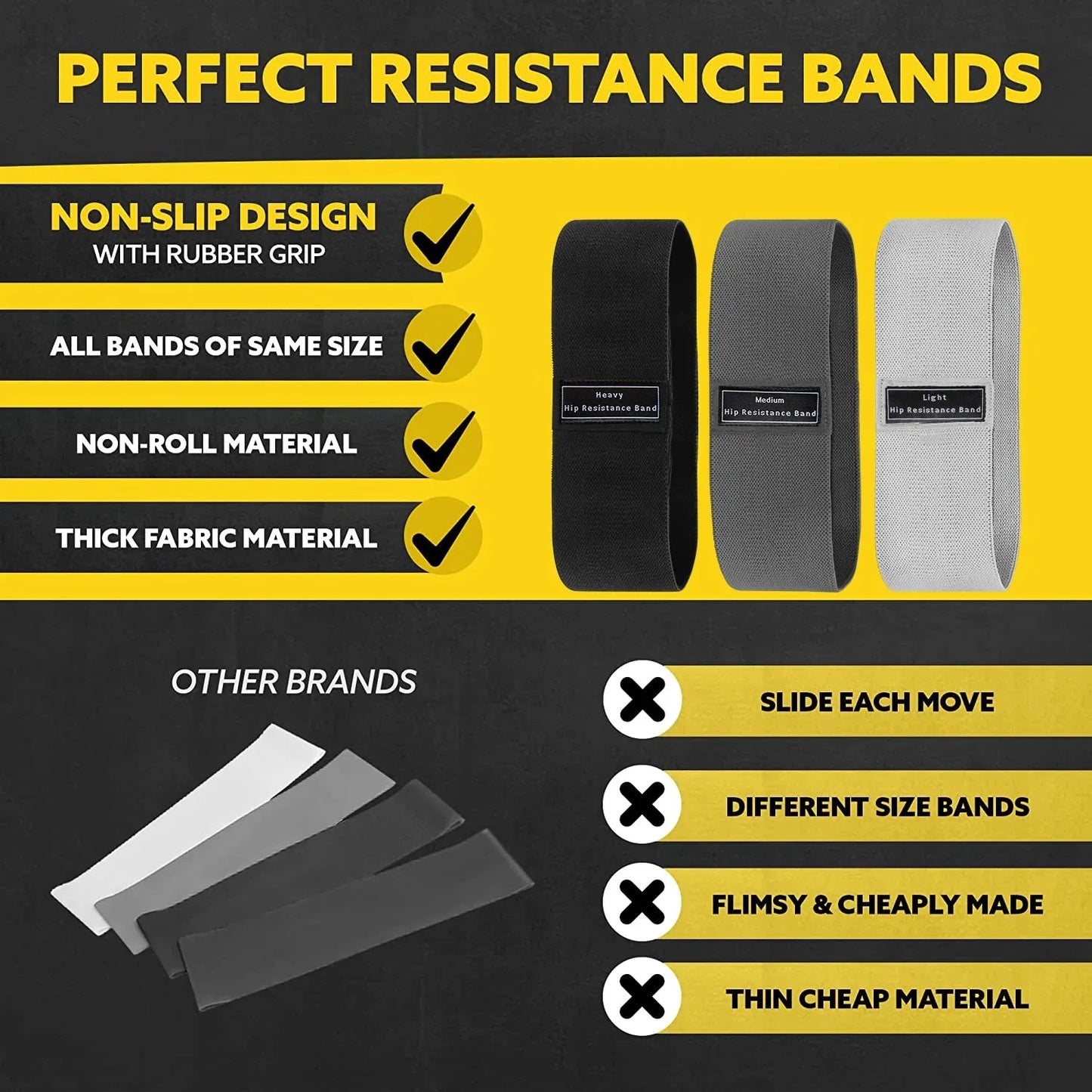 Glute Thigh Elastic Resistance Bands For Squat Workouts
