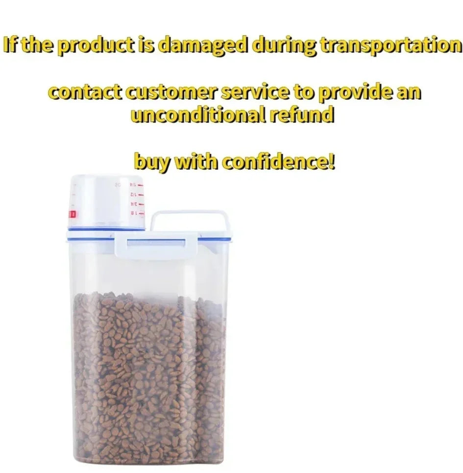 Pet Food Storage Pail With Measuring Cup Moisture Proof Jar