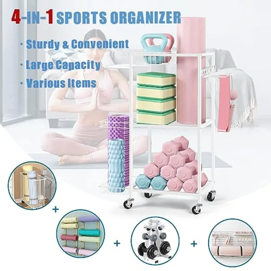 SHXI Yoga Mat Storage Rack Metal Gym Organizer Yoga Mats