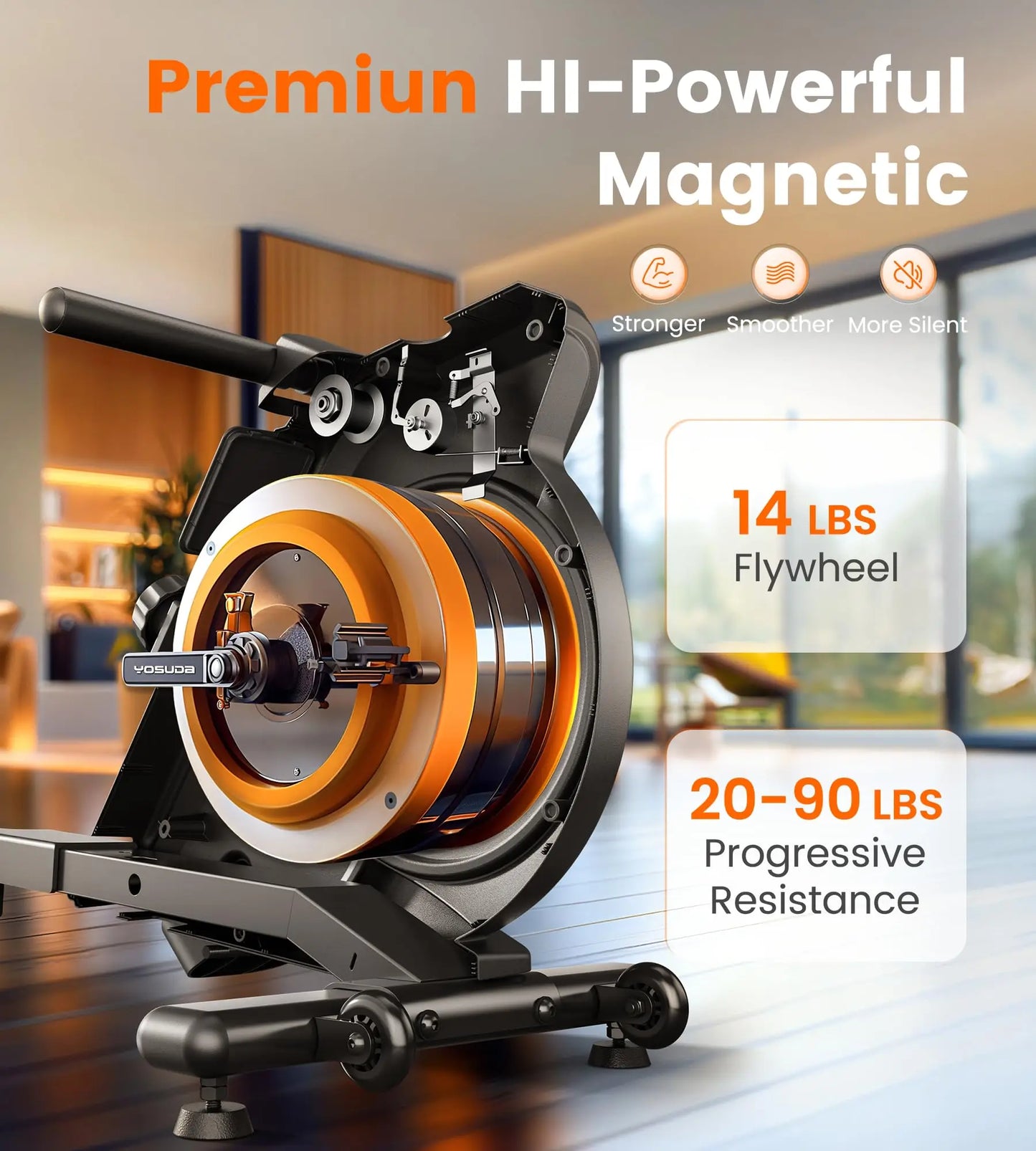 YOSUDA Magnetic Rowing Machine For Home With Bluetooth App