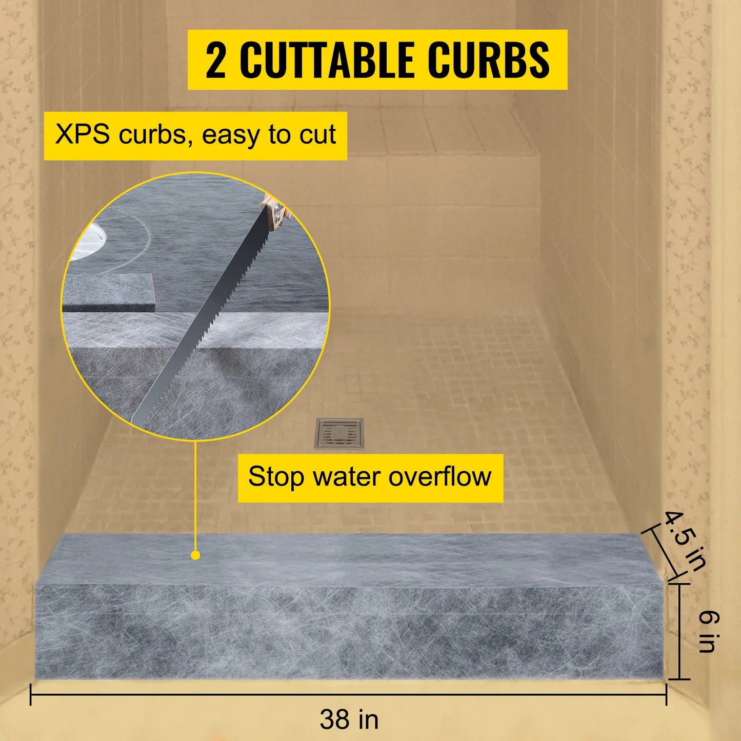 Waterproofing Shower Kit With Stainless Steel Grate And Offset Drain