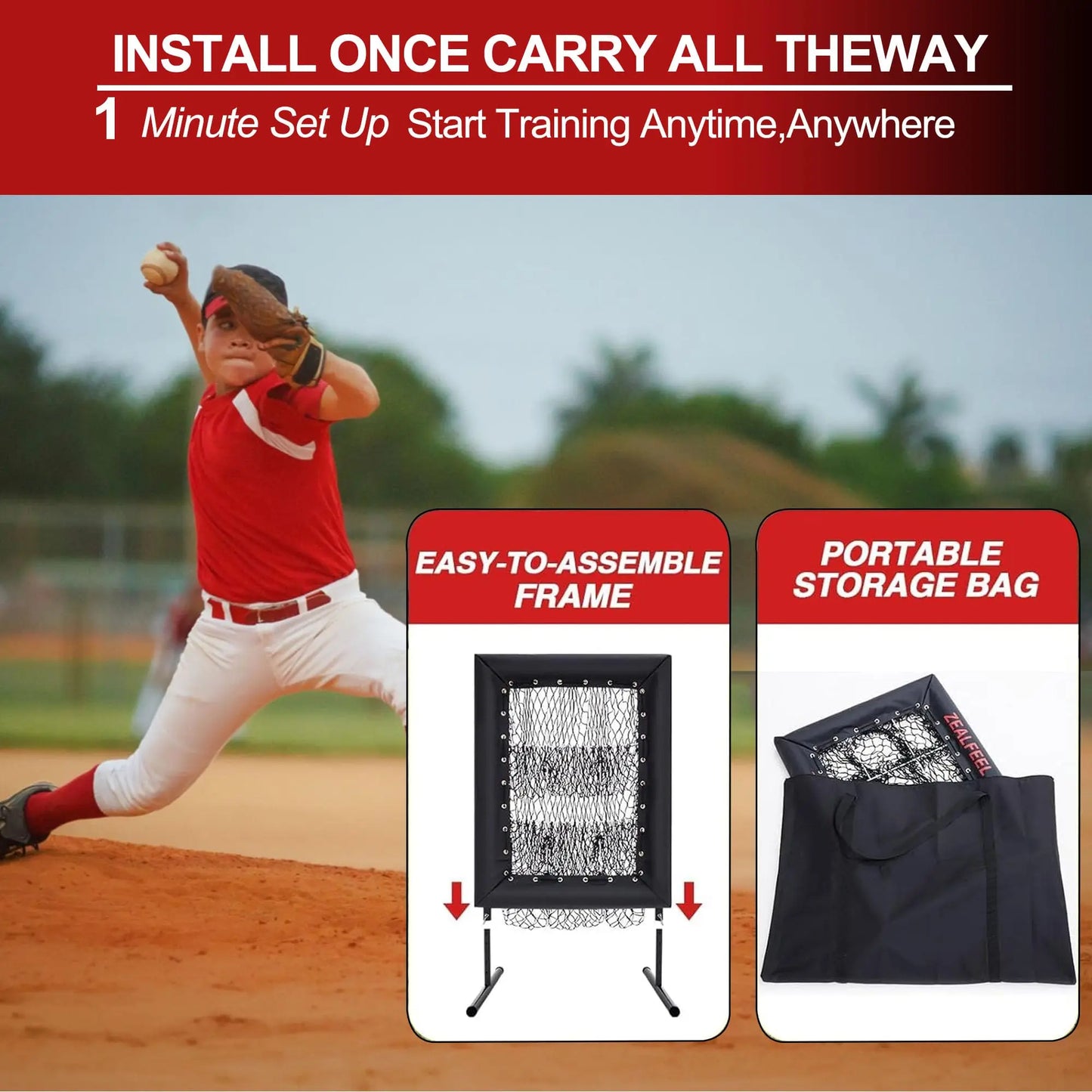 HiMISS Adjustable Pitching Net With Strike Zone Training