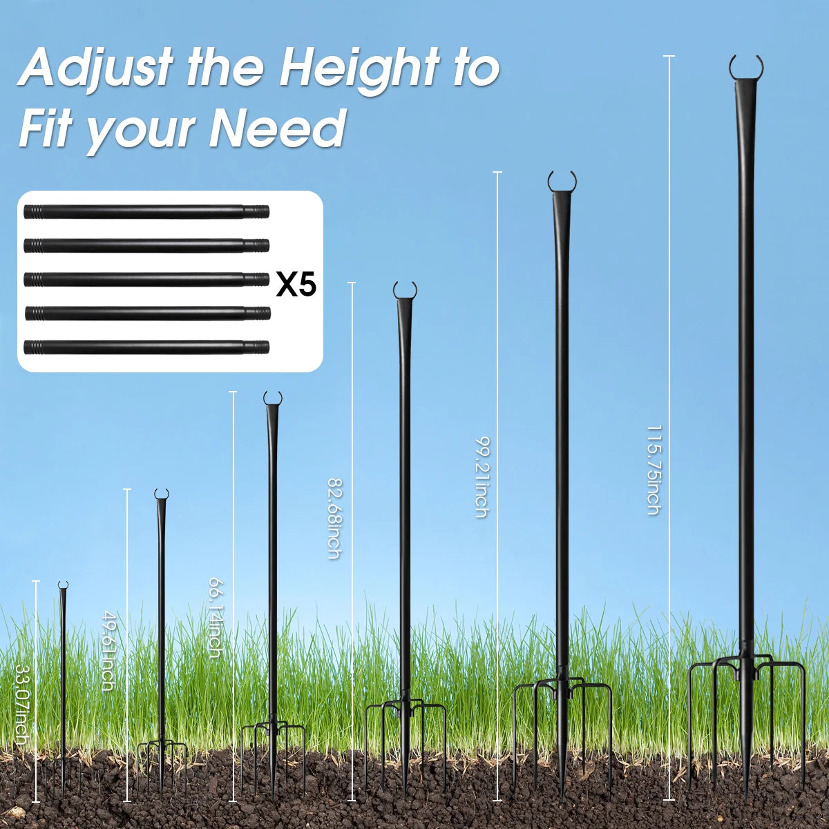 Aiopp Heavy Duty String Light Poles With Fork Waterproof Stand