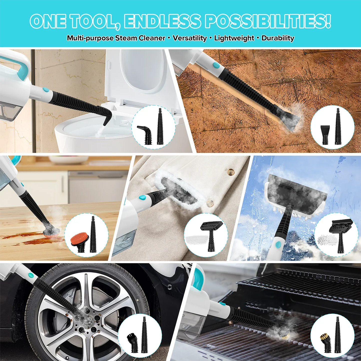 INSE 1200W Steam Mop Powerful Scrubbing Vacuum Floor Cleaner