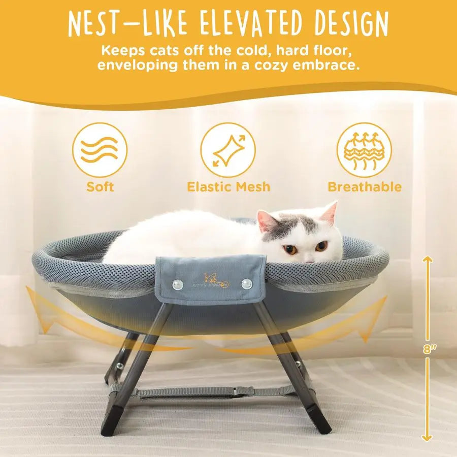 XMSJ Elevated Cat Hammock Bed With Breathable Mesh Indoors Outdoors