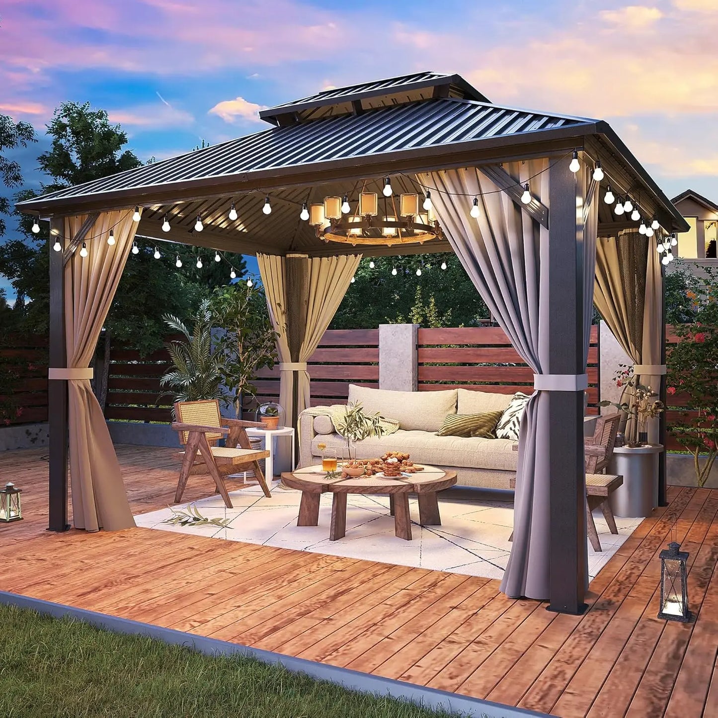 Aluminum Frame Gazebo Pergola With Double Galvanized Steel Roof