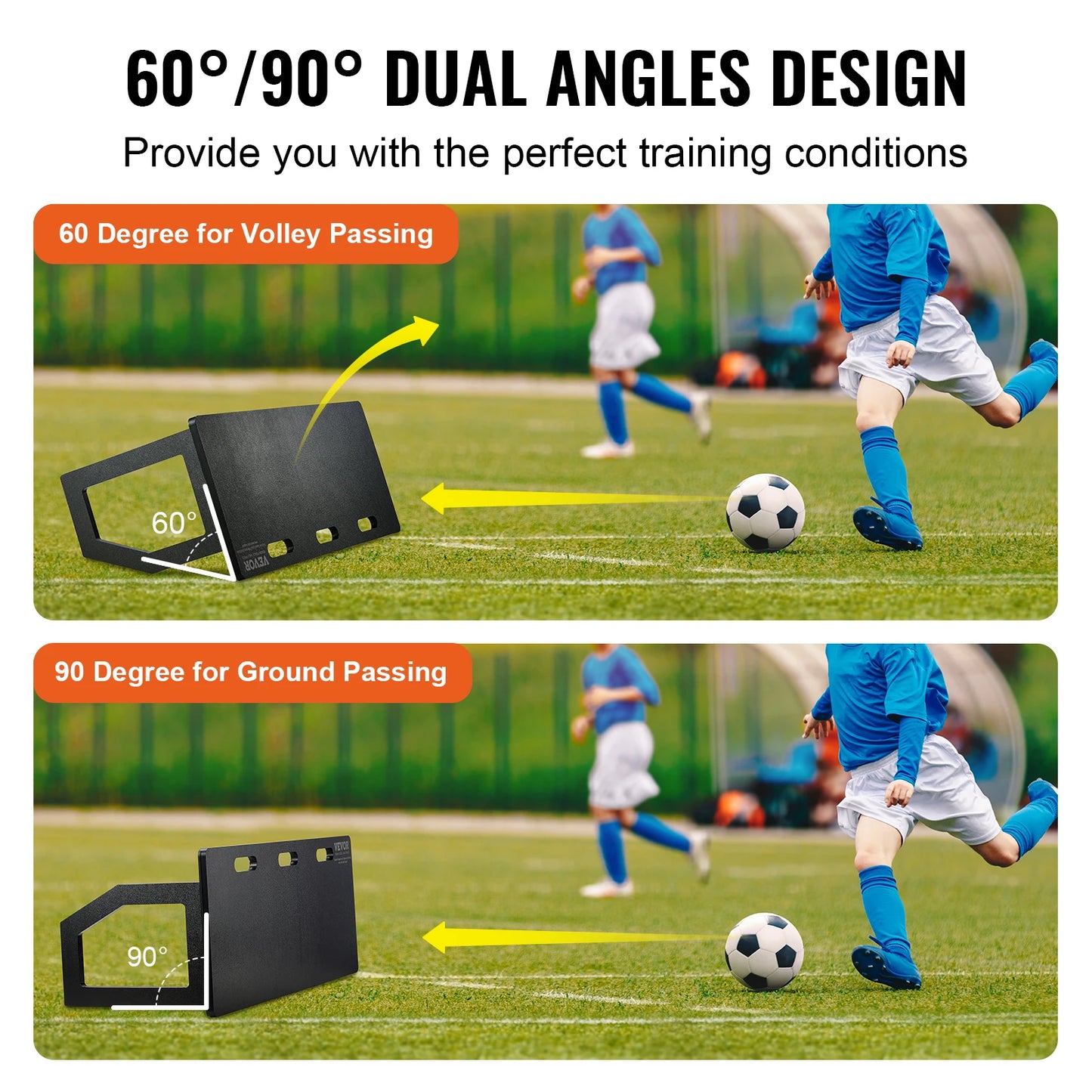 SucceBuy Portable Soccer Rebounder Board With 2 Angles HDPE Kickback