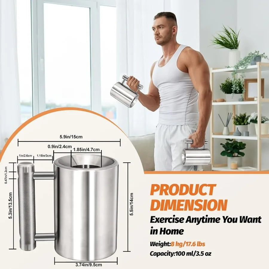 Heavy Stainless Steel Dumbbell Mug For Fitness Training