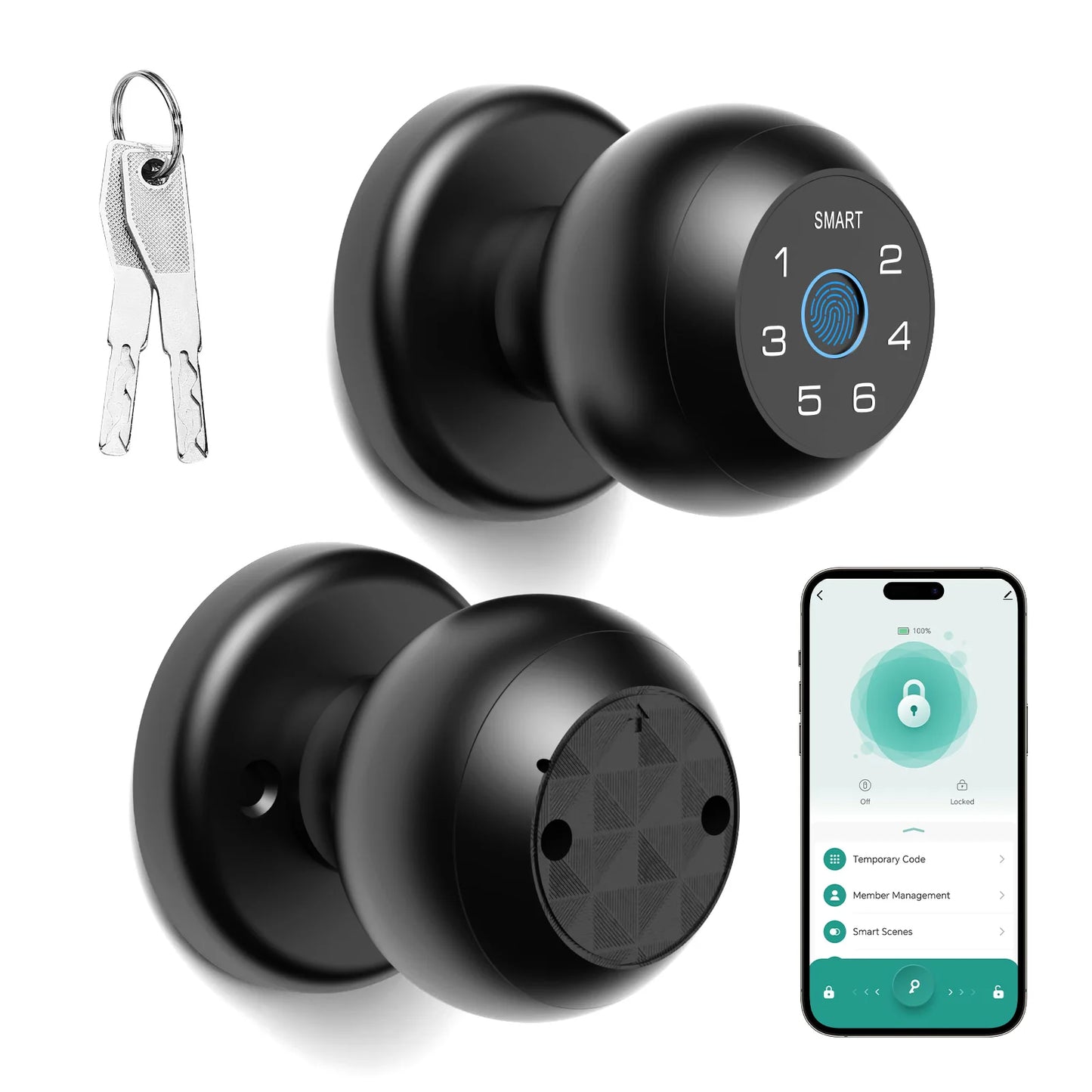 Viladepot Ball-Shaped Smart Lock With Fingerprint And App-Controlled Keypad