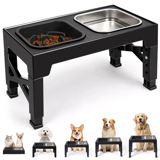 Elevated Slow Feeder Dog Bowls With Foldable Stand Non Slip