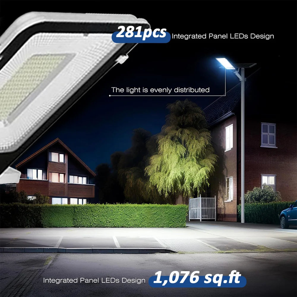 Solar Street Light 8000mAh Dusk to Dawn Flood Lamp Outdoor