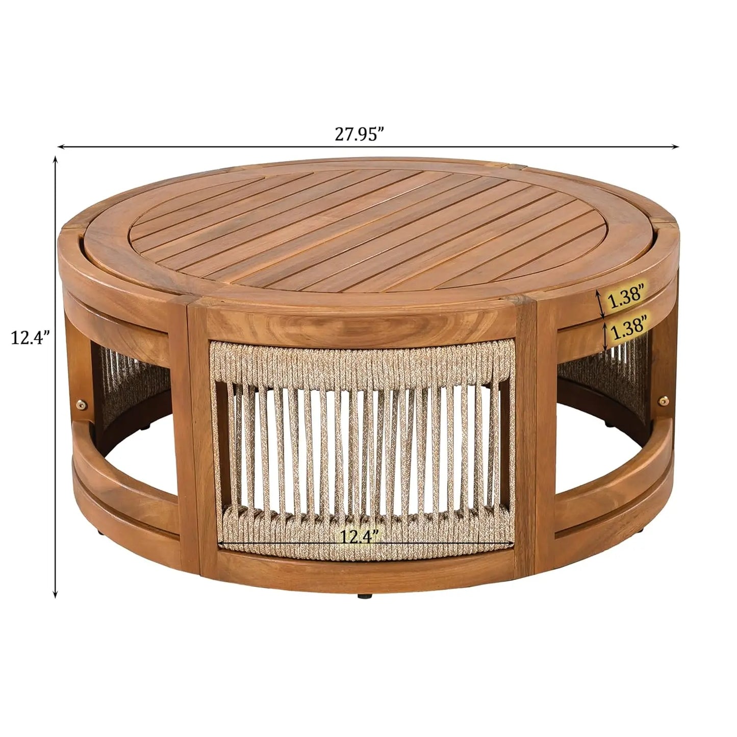 Acacia Wood 4-Piece Patio Conversation Set All Weather