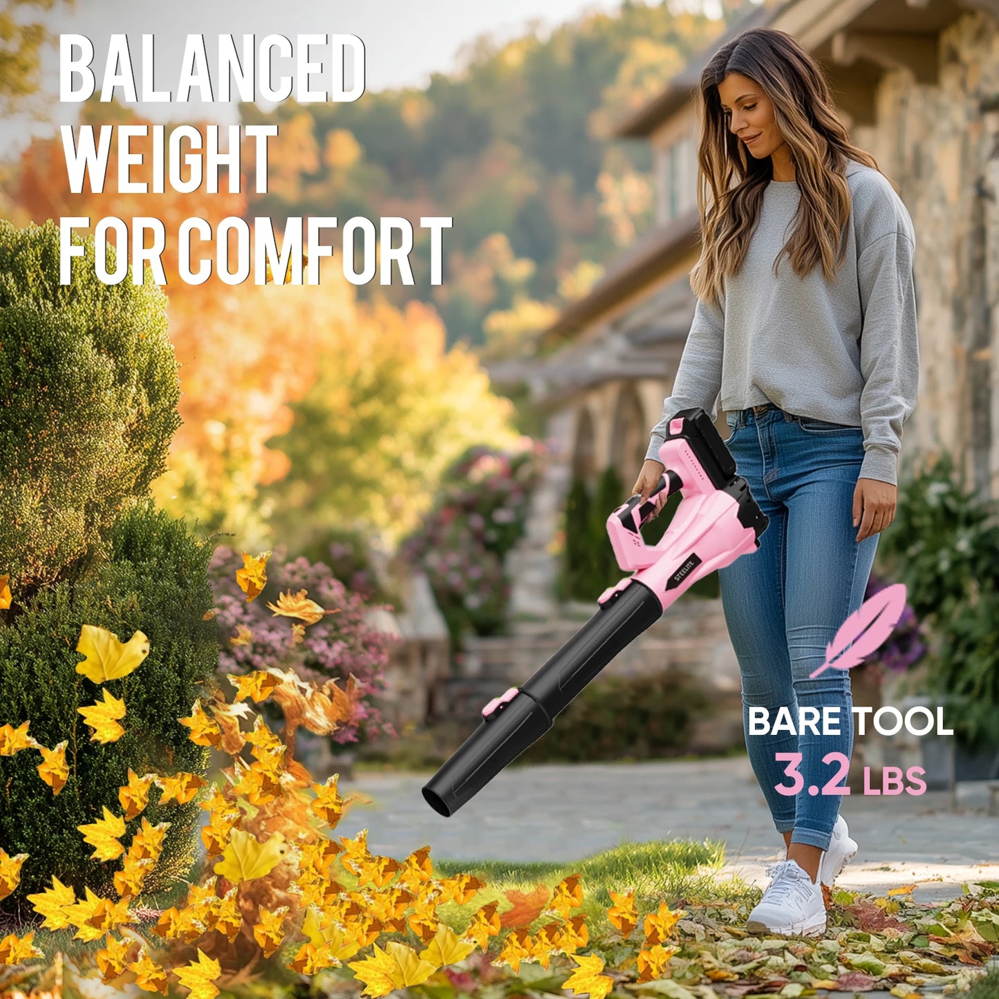 Deli 21V Cordless Leaf Blower With 2x2.0Ah Batteries And Charger