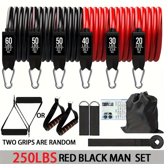 Resistance Bands Set 250Lbs With Door Anchor Handles Ankle Straps Carry Bag