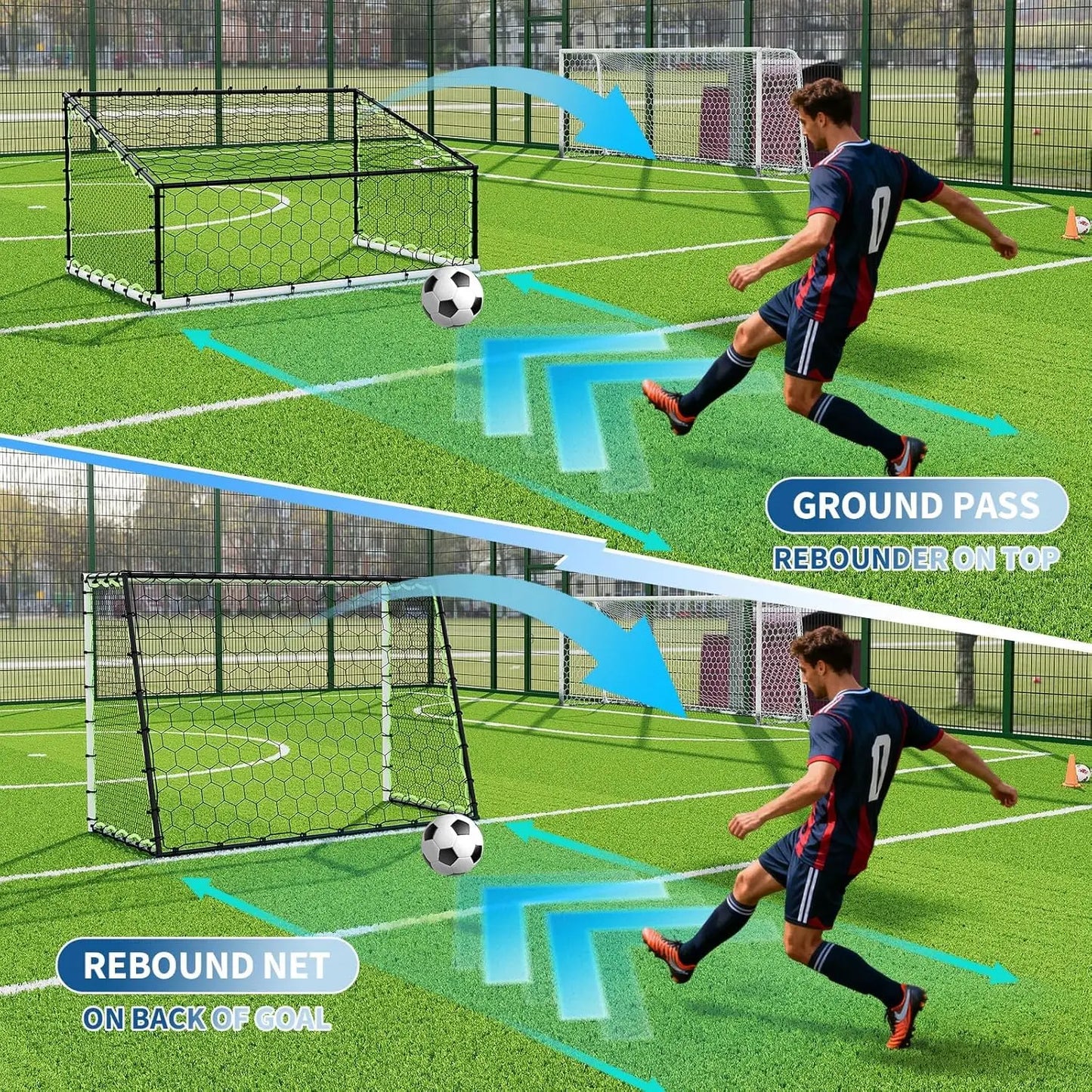 HiMISS 3-In-1 Soccer Goal Training Rebounder Net For Ball Control