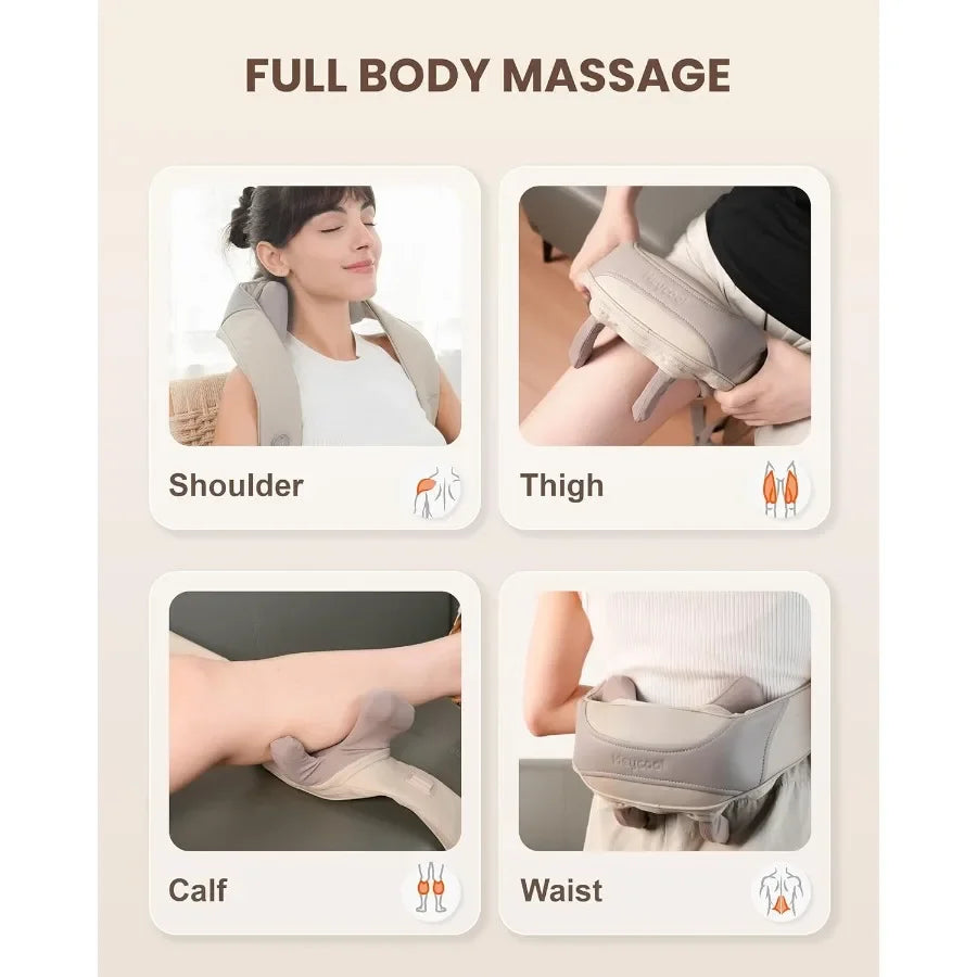 Cordless Neck Massager With Heat 4D Kneading Shiatsu