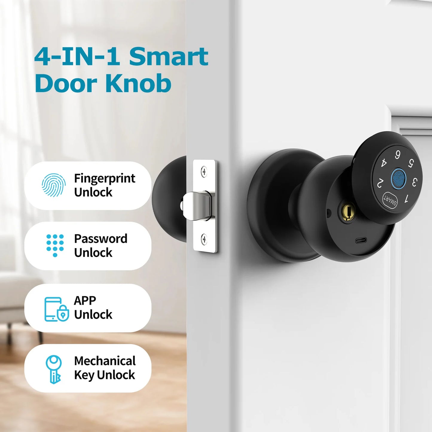 Viladepot Ball-Shaped Smart Lock With Fingerprint And App-Controlled Keypad