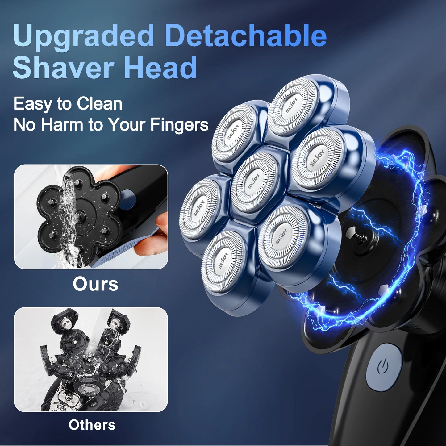 Sejoy 6-in-1 Electric Head Shaver With Nose Hair Trimmer