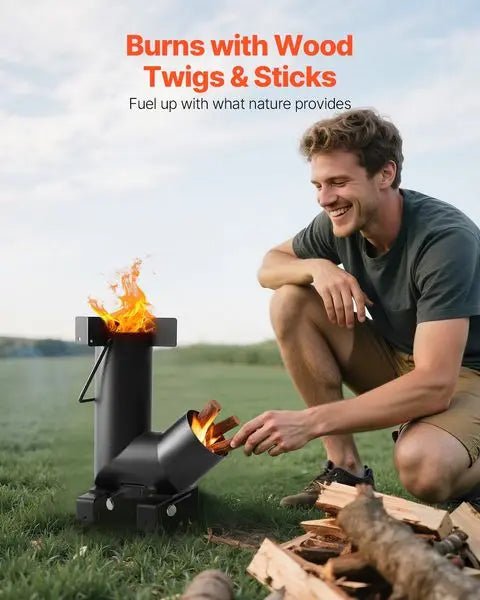 None Camping Rocket Stove Portable Wood Burning Stove Carry Bag