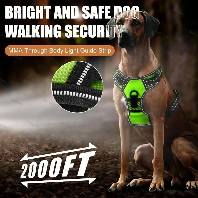 Led Luminous Dog Harness No Pull Adjustable Vest